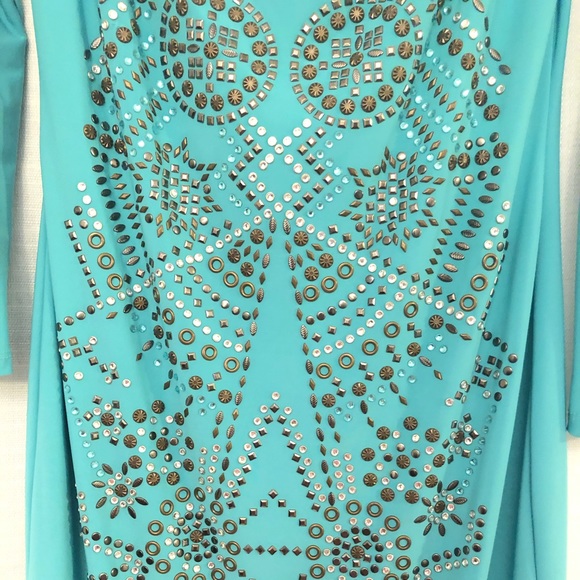 NWT LG Turquoise Dress with Sequins - Picture 3 of 5